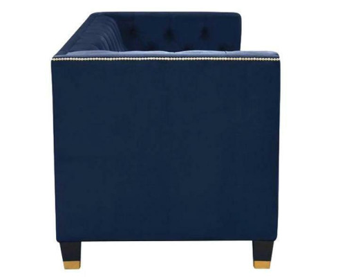 Chesterfield Blauw bankstel 3-delig set bank uitvoeringen zitkussen groep