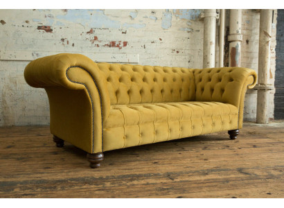 Gele Designer Chesterfield driezits luxe 3-zits bankstel woonkamer sofa