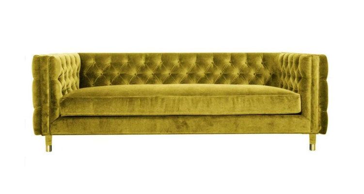 Gele Chesterfield 4-zits bank Luxe design meubels textiel stof Banken Gele banken