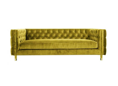 Gele Chesterfield 4-zits bank Luxe design meubels textiel stof Banken Gele banken