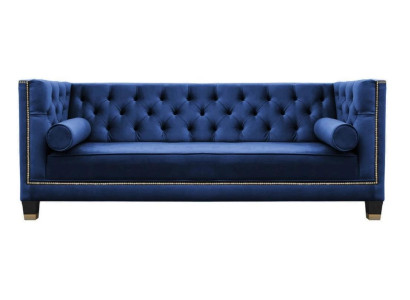 Blauwe Chesterfield driezits stoffen woonkamer ontwerpbanken