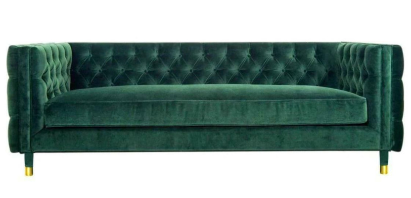 Chesterfield 4-zitsbank luxueus design meubels textiel stof groene bankstellen.