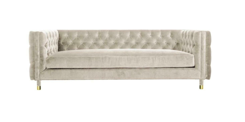 Beige meubels 4-zits Chesterfield bankstel van fluweel XXL big textielstoffen bankstel