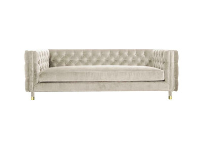 Beige meubels 4-zits Chesterfield bankstel van fluweel XXL big textielstoffen bankstel