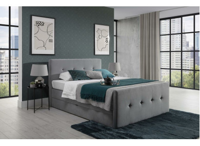Moderne grijze Chesterfield bed Luxe tweepersoonsbedden Slaapkamer meubels