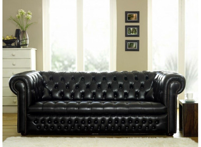 Zwarte Chesterfield bank 3+1 zits designer banken set