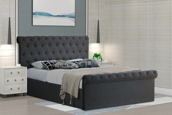 Chesterfield Klassisches Design Bed Beklede Bedden Textiel 140x200cm