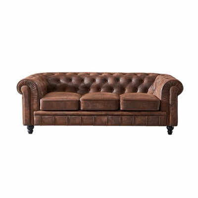 Bruine luxe Chesterfield 3-zits designer woonkamerbank