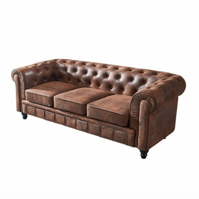 Bruine luxe Chesterfield 3-zits designer woonkamerbank