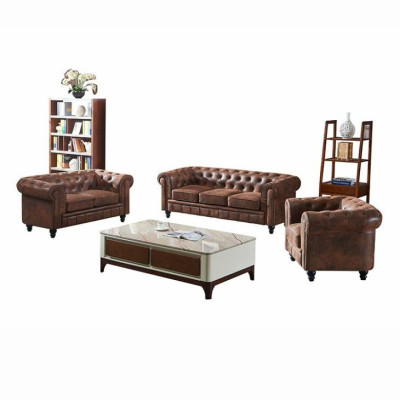 Bruine luxe Chesterfield 3-zits designer woonkamerbank