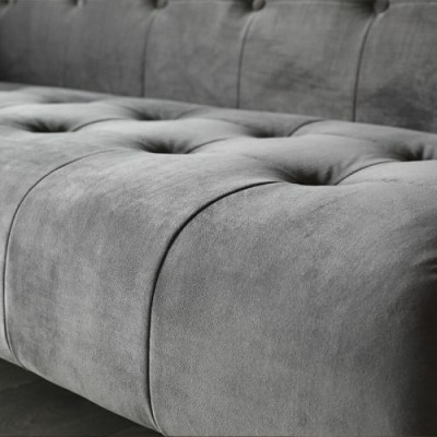 Moderne grijze Chesterfield 3-zits luxe woonkamer bank