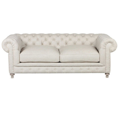 Witte gestoffeerde Chesterfield 3-zits luxe woonkamerbank