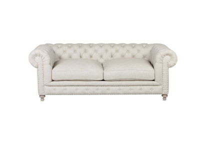 Witte gestoffeerde Chesterfield 3-zits luxe woonkamerbank