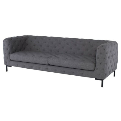 Grijze gestoffeerde Chesterfield 3-zits luxe woonkamerbank