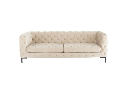 Beige Designer Chesterfield driezits luxueuze woonkamerbank.