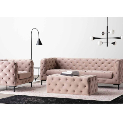 Chesterfield Bank Bank Bekleding Stof Leren Bankstel Bankstel 3-Zitter