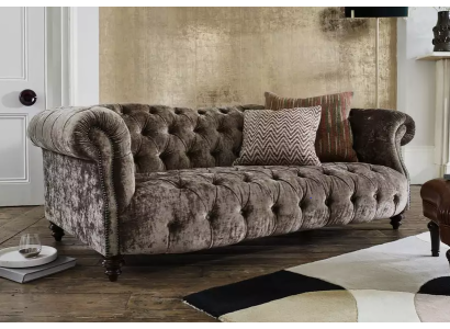 Chesterfield Bank Bank Bekleding Stof Leer Bankstel 3-Zits