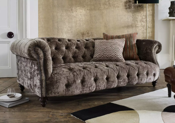 Chesterfield bruine driezits Design 3-zits bank Luxe bankstel