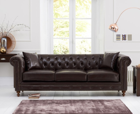 Chesterfield Bank Bank Bekleding Stof Leder Bankstel Bekleding Set 3 Zitter