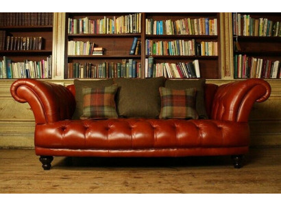 Bruin lederen Chesterfield bank bank stof bankstel 3 zits Nieuw