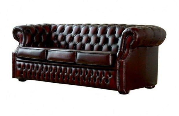 Chesterfield bank bank bekleding leren bankstel 3-zits driezitter nieuw