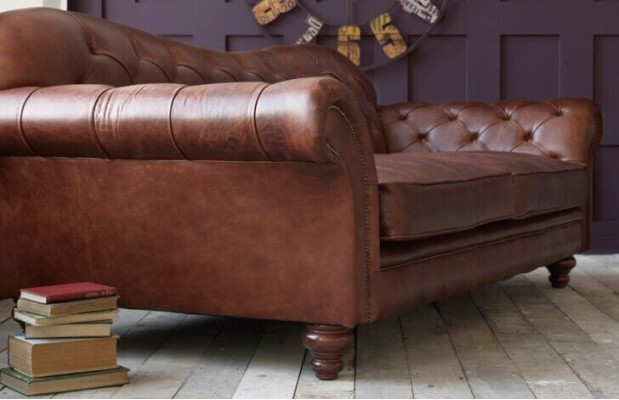 Luxe Chesterfield woonkamerbank Bruin bank Zitkussen stofbank Nieuw