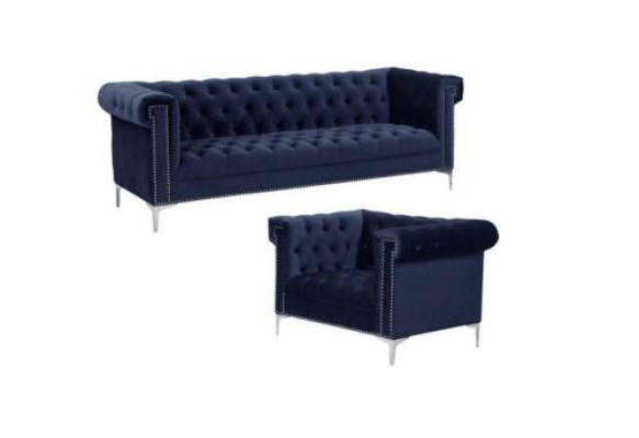 Blauwe chesterfield bankstel bank koninklijk blauw bankstellen bankstel set meubels nieuw