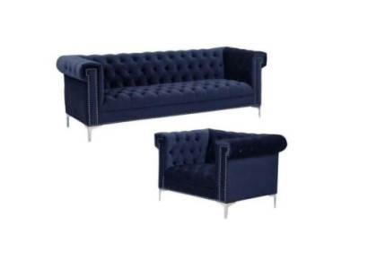 Blauwe chesterfield bankstel bank koninklijk blauw bankstellen bankstel set meubels nieuw