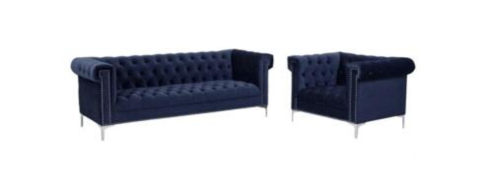 Blauwe chesterfield bankstel bank koninklijk blauw bankstellen bankstel set meubels nieuw