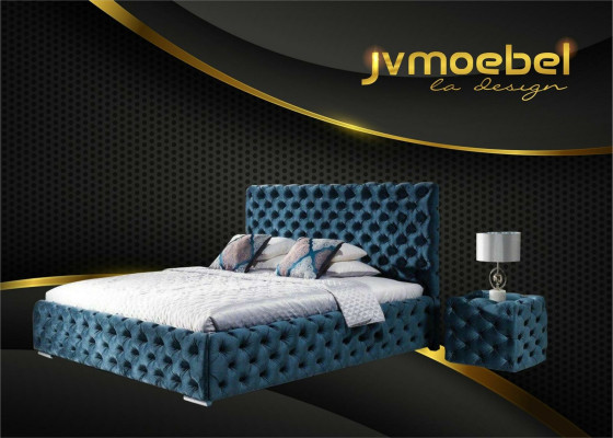 Tweepersoons slaapkamer fluwelen bed Chesterfield bedframe nachtkastje 3-delige set