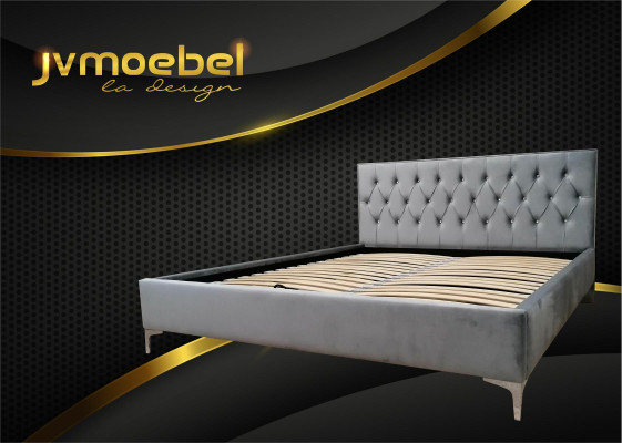 Chesterfield textiel bed met gestoffeerd ontwerp 140x200 tweepersoonsbed bedden bedframe.