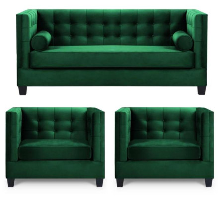 Sofaset Bank Fluweel Kussens Banken Compleet Set Garnituren Woonkamer Groen