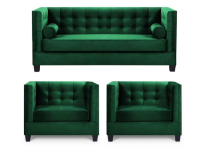 Sofaset Bank Fluweel Kussens Banken Compleet Set Garnituren Woonkamer Groen
