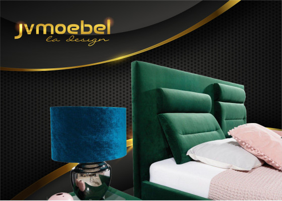 Luxe boxspringbed dubbel design stof hotel groene bedden slaapkamer meubels