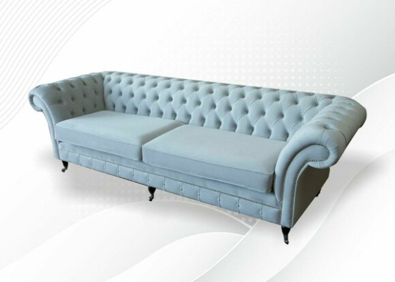 Nieuwe 4-zits fluwelen stoffen bank - luxe bankstelontwerp met kussens.