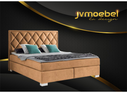 Luxe boxspring bed stof hotel beige bedden slaapkamer meubels ontwerp dubbel