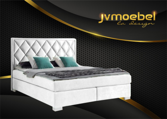 Luxe boxspring bed stof hotel beige bedden slaapkamer meubels ontwerp dubbel