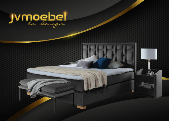 Luxe boxspringbed zwart blauwe bedden slaapkamer meubels ontwerp dubbel hotel