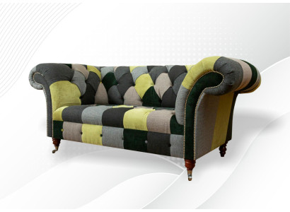 Chesterfield bank bank bekleding bankstellen klassieke 2-zits leer textiel kleurrijk