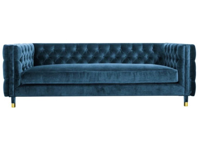 Luxe Blauwe Chesterfield fluwelen driezits gestoffeerde meubels Hotel Woonkamer Praktijk