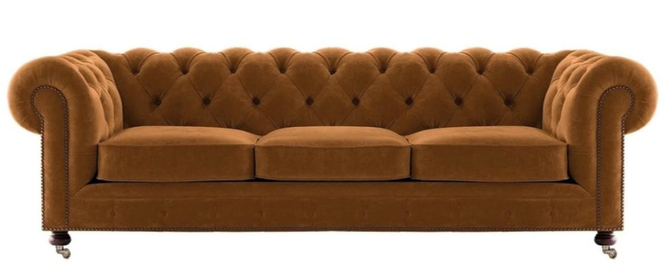 Luxe Geel Chesterfield Fluweel Driezitsbank Bekleding Meubels Hotel Woonkamer Praktijk