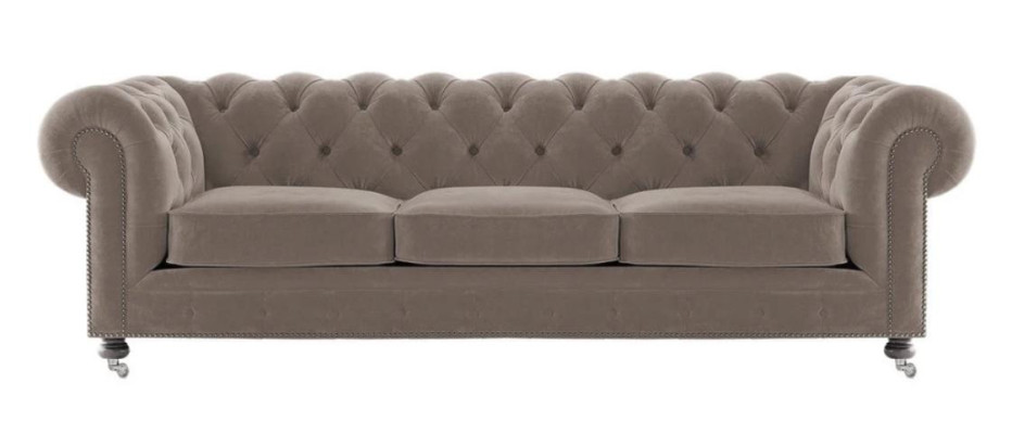 Luxe Geel Chesterfield Fluweel Driezitsbank Bekleding Meubels Hotel Woonkamer Praktijk