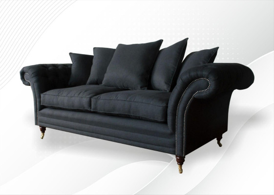 Bank 3-zitter Klassiek Design Bankstellen Bekleding Leer Moderne Banken 3-zit Zwart
