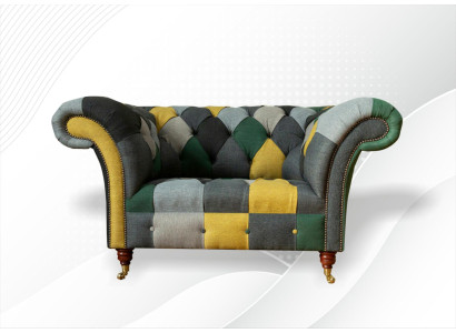 Chesterfield fauteuil televisiebank 1,5-zits bank textiel stof banken bekleding