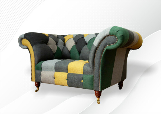 Chesterfield fauteuil televisiebank 1,5-zits bank textiel stof banken bekleding
