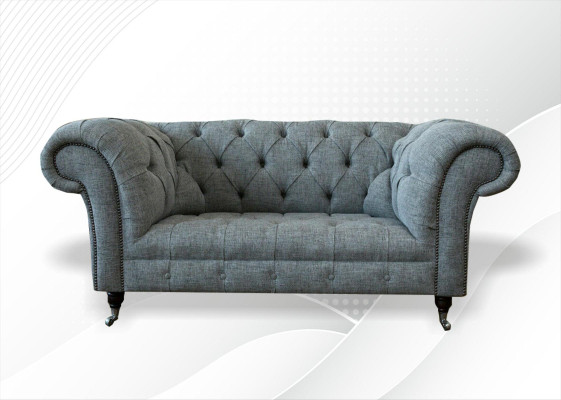 Chesterfield Design Luxe gestoffeerde bankstel van leer en textiel.
