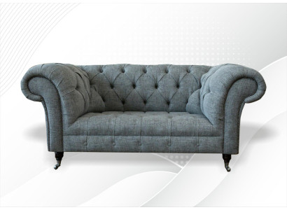 Chesterfield Design Luxe gestoffeerde bankstel van leer en textiel.