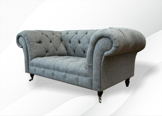 Chesterfield Design Luxe gestoffeerde bankstel van leer en textiel.
