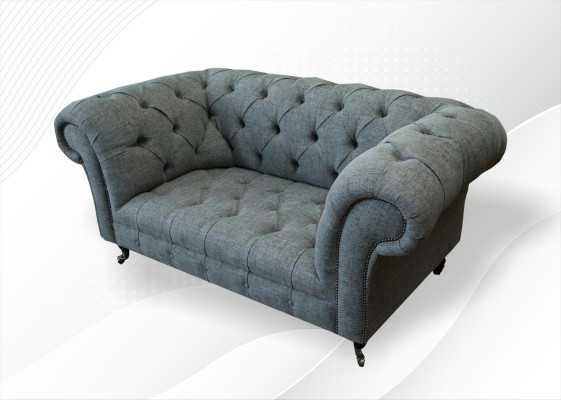 Chesterfield Design Luxe gestoffeerde bankstel van leer en textiel.