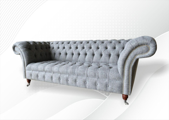 Stof Bank Bankstel Bekleding Set 3-Zits Banken Bankstellen Chesterfield Grijs Fluweel